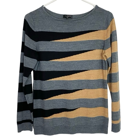 The Limited Sweater Size Medium LightWeight Neutral Wool Pullover Gray Wide Neck - Picture 1 of 7